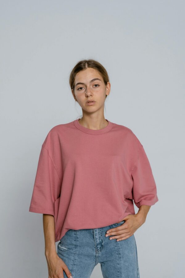 Women’s Pink Oversized Cotton T-Shirt
