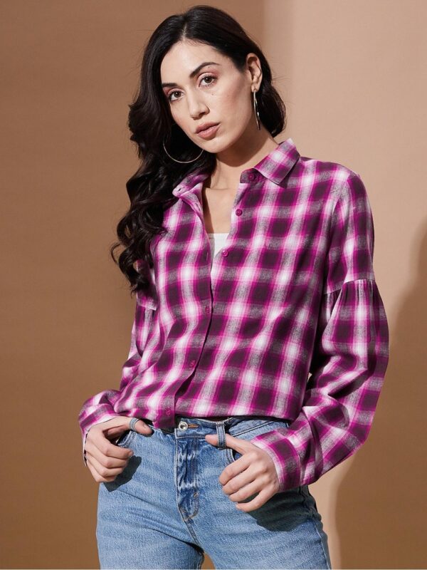 Women's Red Checked Cotton Shirt